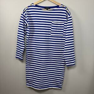 Ralph Lauren Women's Dress Medium Blue White Striped Nautical Preppy Old Money